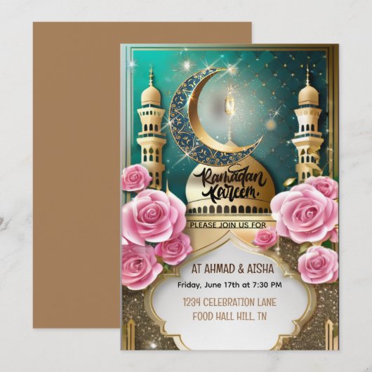 Invitation Iftar | Beau iftar (Devant / Derrière)