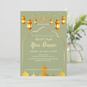 Invitation Iftar de Mosquée Élégante Vert Sauge et Or (Debout devant)