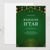 Invitation Iftar de Ramadan Moderne et Vert (Devant / Derrière)