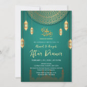 Invitation Iftar Élégant Émeraude et Mandala Doré (Devant)