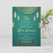 Invitation Iftar Élégant Émeraude et Mandala Doré (Debout devant)