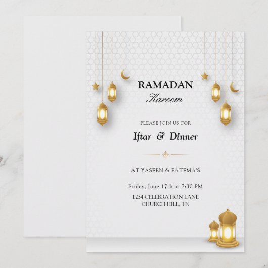 Invitation Iftar | Invitation à l'iftar du Ramadan (Devant / Derrière)