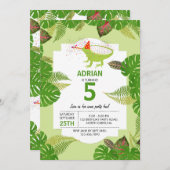 Invitation Iguana Lizard Fête Animaux Fête Anniversaire (Devant / Derrière)
