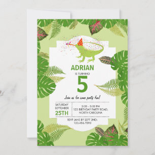 Invitation Iguana Lizard Fête Animaux Fête Anniversaire