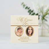 Invitation Iivoire Beige Or photo Quinceanera (Debout devant)