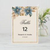 Invitation Iivoire bleu automne fleurs printanières Nombres d (Debout devant)