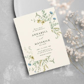 Invitation Iivoire Delicate Fleur sauvage moderne Boho Mariag