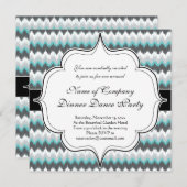 Invitation Ikat Chevron Zig Zags Green Grey (Devant / Derrière)