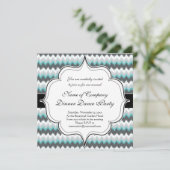 Invitation Ikat Chevron Zig Zags Green Grey (Debout devant)