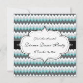 Invitation Ikat Chevron Zig Zags Green Grey (Dos)