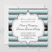 Invitation Ikat Chevron Zig Zags Green Grey (Devant)