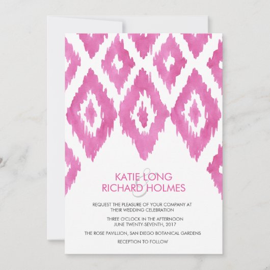 Invitation Ikat Rose vif (Devant)