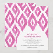 Invitation Ikat Rose vif (Devant / Derrière)