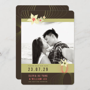 Invitation Ikebana Frangipani Mariage de fleurs tropicales ro