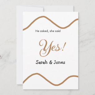 Invitation Il a demandé elle a dit oui engagement simple mini