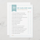 Invitation Il A Dit, Elle A Dit Jeu (Personnalisable) (Devant / Derrière)