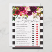 Invitation Il A Dit/Elle A Dit Que Le Jeu De Fête de l'mariée (Devant)