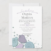 Invitation Il A Dit Oui Coquillage Fiançailles Lilac Dusty Bl (Devant)