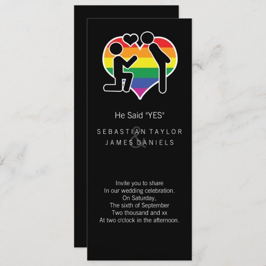 Invitation Il A Dit Oui M. Et M. Proposition Mariage Gay (Devant / Derrière)