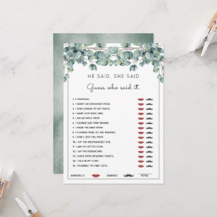 Invitation  Il A Dit Qu'Elle A Dit Eucalyptus Fête des mariée