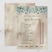 Invitation Il A Dit Qu'Elle A Dit Eucalyptus Fête des mariées (Devant / Derrière)