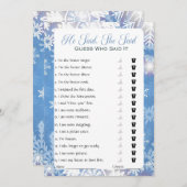 Invitation Il A Dit Qu'Elle A Dit Fête des mariées Game (Devant / Derrière)