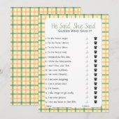 Invitation Il A Dit Qu'Elle A Dit Fête des mariées Game (Devant / Derrière)
