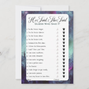 Invitation Il A Dit Qu'Elle A Dit Fête des mariées Game