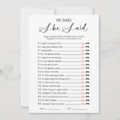 Invitation Il A Dit Qu'Elle A Dit Fête des mariées Game (Devant)