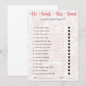 Invitation Il A Dit Qu'Elle A Dit Fête des mariées Game (Devant / Derrière)