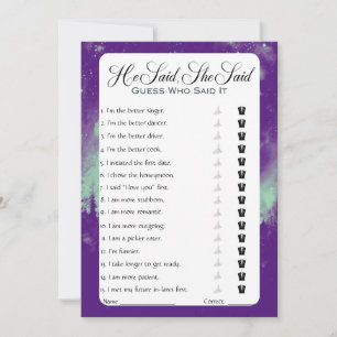 Invitation Il A Dit Qu'Elle A Dit Fête des mariées Game