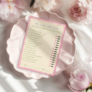 Invitation Il a dit qu'elle a dit Fête des mariées Game Card