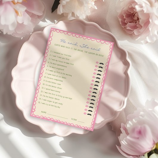 Invitation Il a dit qu'elle a dit Fête des mariées Game Card