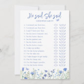 Invitation Il A Dit Qu'Elle A Dit Fête des mariées Game Card (Devant)