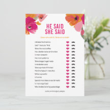 Il A Dit Qu'Elle A Dit Fête des mariées Game Card 