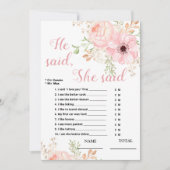 Invitation Il a dit qu'elle a dit Floral Bridal Game (Devant)