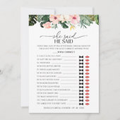 Invitation Il A Dit Qu'Elle A Dit Game Tropical Fête des mari (Devant)