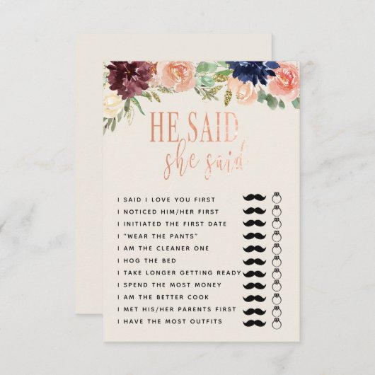 Invitation Il a dit qu'elle a dit mariage/fiançailles copie d (Devant / Derrière)