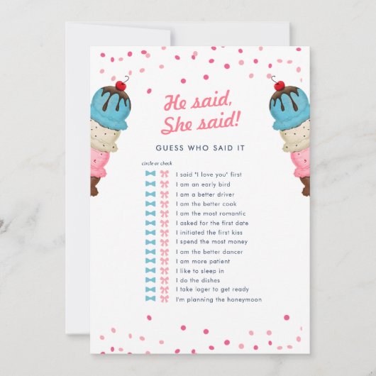 Invitation Il A Dit Qu'Elle Devine Qui Meilleur Jeu De Fête d (Devant)