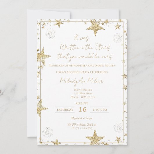 Invitation Il a été écrit dans les étoiles adoption douche (Devant)