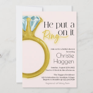 Invitation Il a mis un anneau dessus, Baby Shower, Bague de D