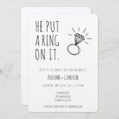 Invitation Il A Mis Une Bague Sur L'Invitation Fiançailles (Devant / Derrière)