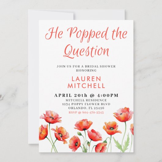 Invitation Il a posé la question Fête des mariées de fleurs d (Devant)