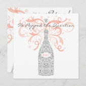 Invitation Il a sauté la question - argent et pêche (Devant / Derrière)