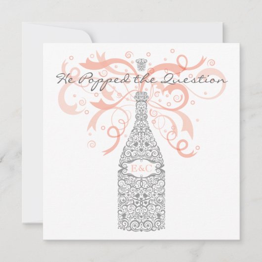 Invitation Il a sauté la question - argent et pêche (Devant)