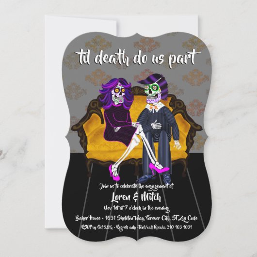 Invitation Il Death Do Us Part Sugar Skuls Engagement Party (Devant)