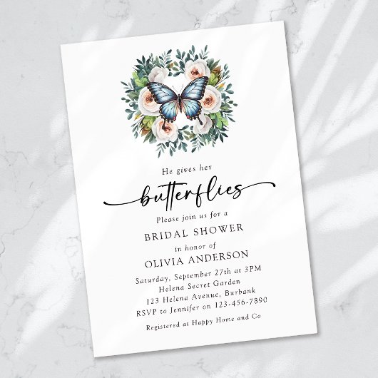 Invitation Il Donne Sa Fête des mariées Aux Papillons