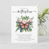 Invitation Il Donne Sa Fête des mariées Aux Papillons (Debout devant)