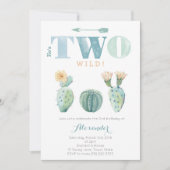 Invitation Il est DEUX cactus de 2ème anniversaire sauvage po (Devant)