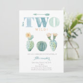Invitation Il est DEUX cactus de 2ème anniversaire sauvage po (Debout devant)